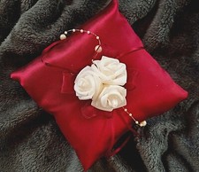 Ringkissen bordeaux mit Rosen zum Brautkleid Kopfschmuck Hochzeit bordo neu