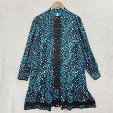 New York & Company Leopard Long sleeve Midi Tunic Chiffon Dress L