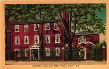 Vintage Postcard - Longfellows Home Portland Maine C1930 Linen Unposted