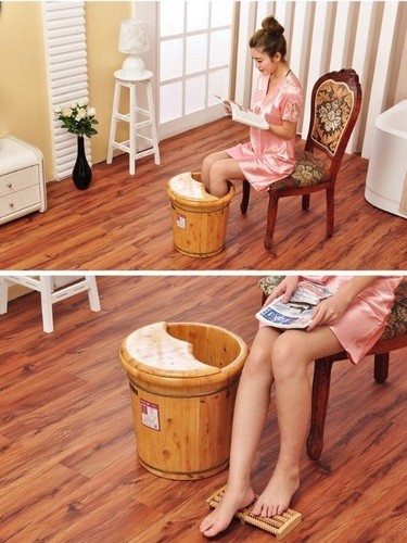 Tall Foot basin wooden bucket foot bath tub with cover &massage 高足浴桶加厚泡脚桶按摩加盖 - Picture 10 of 11