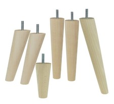 1x Möbelfüß aus Holz Schrank Bein Massivholz Schräg Gerade Konisch Möbelbein