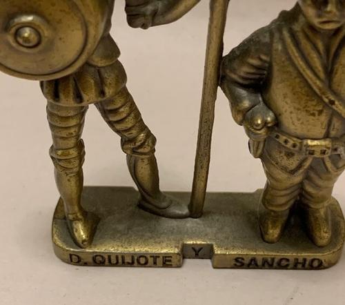 Don Quixote Sancho Panza Art Figurine Brass La Mancha Sculpture VTG Spain MCM - Picture 14 of 17