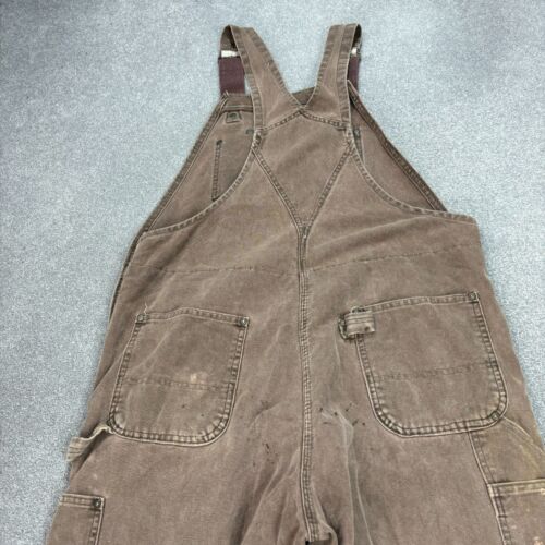 Carhartt Dungarees Adult 38x32 Brown Overalls Quilted Duck Bib Double Knee Mens - Picture 11 of 12