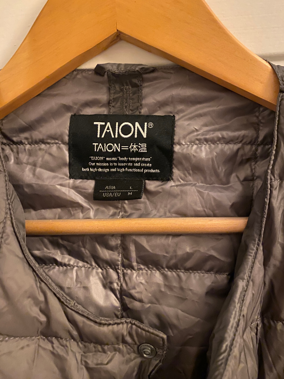 Taion stuffable crew neck grey down jacket men's … - image 2