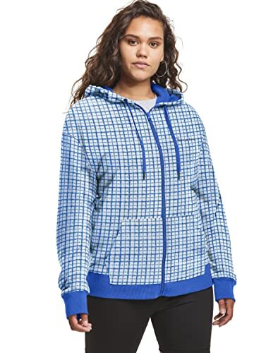 Champion Womens Plus Campus French Terry Zip Jacket, Size 1X, Blue Batik Check - Picture 1 of 1