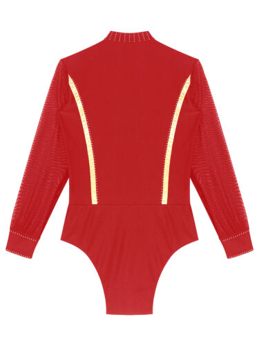 Mens Rhinestones Long Sleeve V Neck Bodysuit Ballroom Latin Samba Dance Leotard - Picture 25 of 35