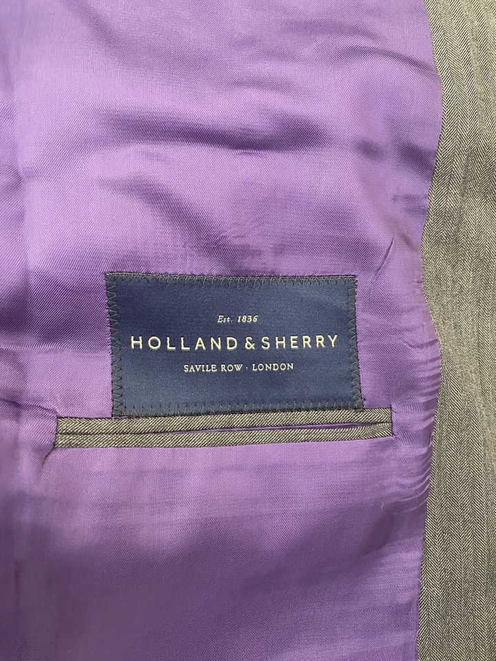 Holland & Sherry BESPOKE 灰色羊毛运动外套西装外套 44R 羊毛 — 第 3/4 张图片