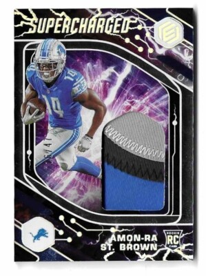 2021 Panini Elements AMON-RA ST. BROWN SUPERCHARGED ROOKIE PATCH! /47! Lions!