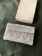 Vintage White Beaded Clutch Evening Bag Bridal Prom Purse Bags By Susan