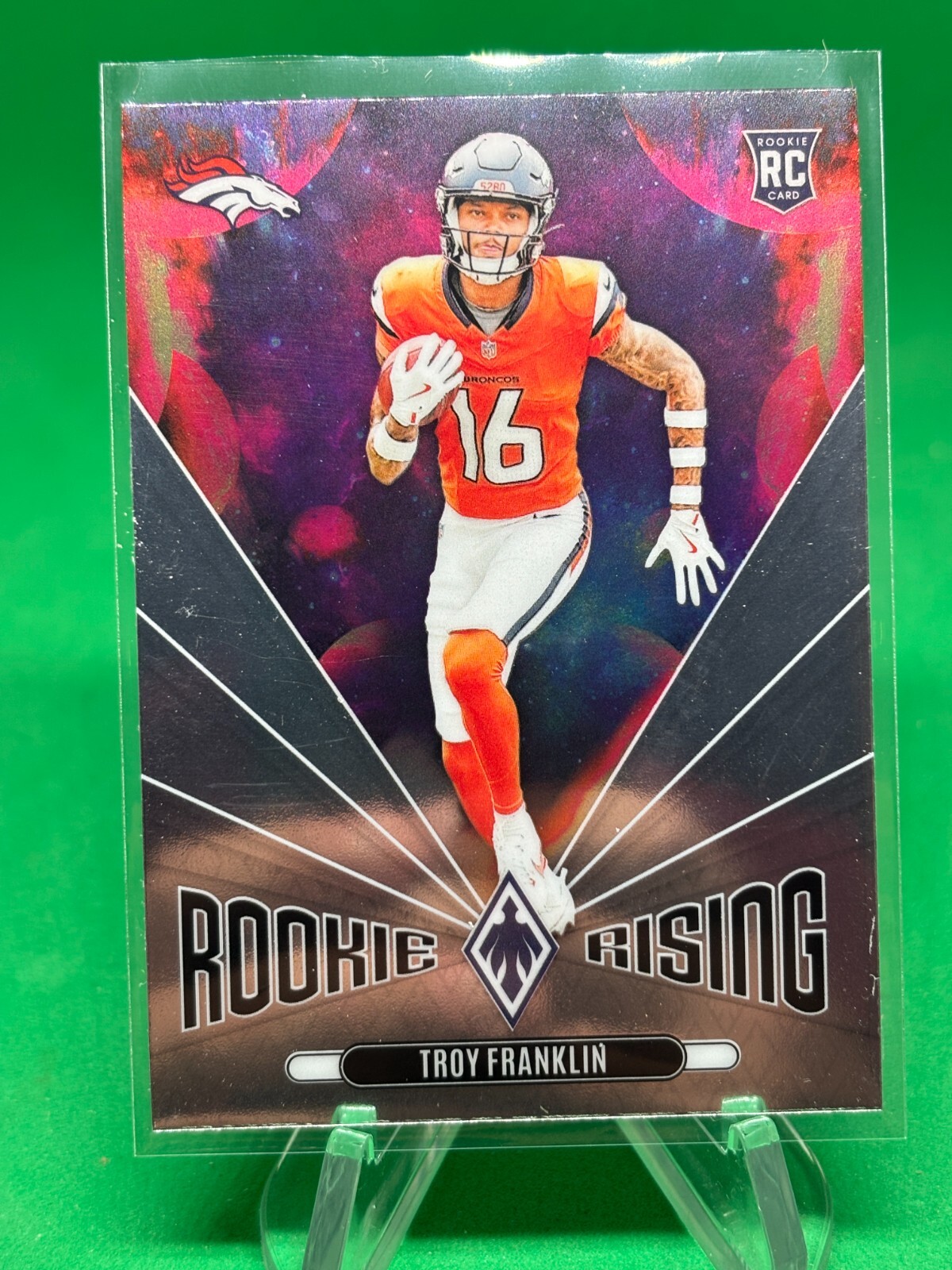 Troy Franklin Rookie Rising 2024 Panini Phoenix #RR-TFN Denver Broncos