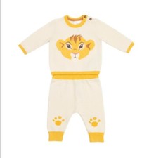 Disney Baby Simba Knit Set Ivory Yellow Lion King Outfit Sz 3-6M