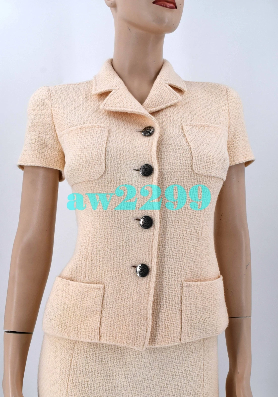 GIACCA CHANEL 97C VINTAGE MOST WANTED TUTA 2 PEZZI AVORIO FR 34 36 38 RARA