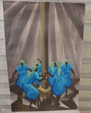 Lothair Fuerilus Cuban Cubist Painting on Canvas