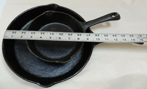 Juego de 2 sartenes de hierro fundido sazonadas sin marca asas más largas caños campamento - Imagen 6 de 12