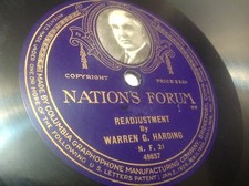 WARREN G. HARDING 78 RPM 1920 ORIGINAL 