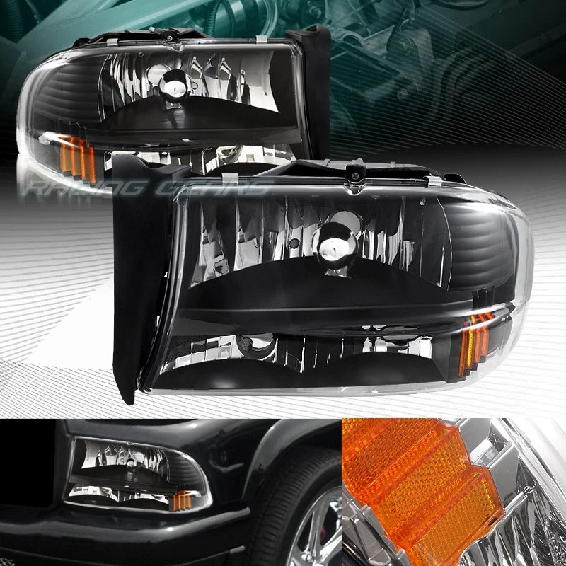 CARCASA NEGRA ÁMBAR 1 PIEZA FAROS LÁMPARA APTO 97-04 DODGE DAKOTA/98-03 DURANGO Foto 4 de 4