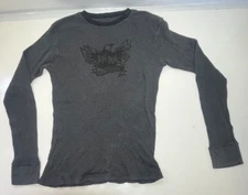 NEW BIG DOG MOTORCYCLES LONG JOHN LONG SLEEVE GRAY SHIRT W/ EAGLE ON FRONT M