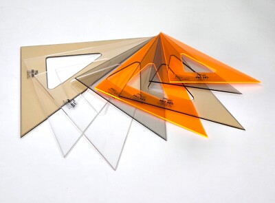 PRO ART 45/90-DEGREE TRIANGLE - 6''/8''/10'' - CLEAR/TOPAZ/SMOKE/FLUORESCENT - NEW