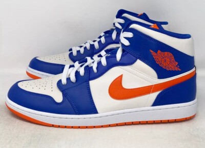 Nike Air Jordan 1 Mid 'Knicks' Orange Blue Sneaker, Men FD1029-400