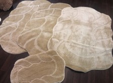 X ROMANY GYPSY WASHABLES NON SLIP SET OF 4 MATS-RUGS BEIGE-CREAM TOURER MATS XX