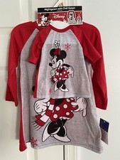 NWT Disney Minnie Mouse Nightgown with Doll Gown Fits 18" Doll Size 2T