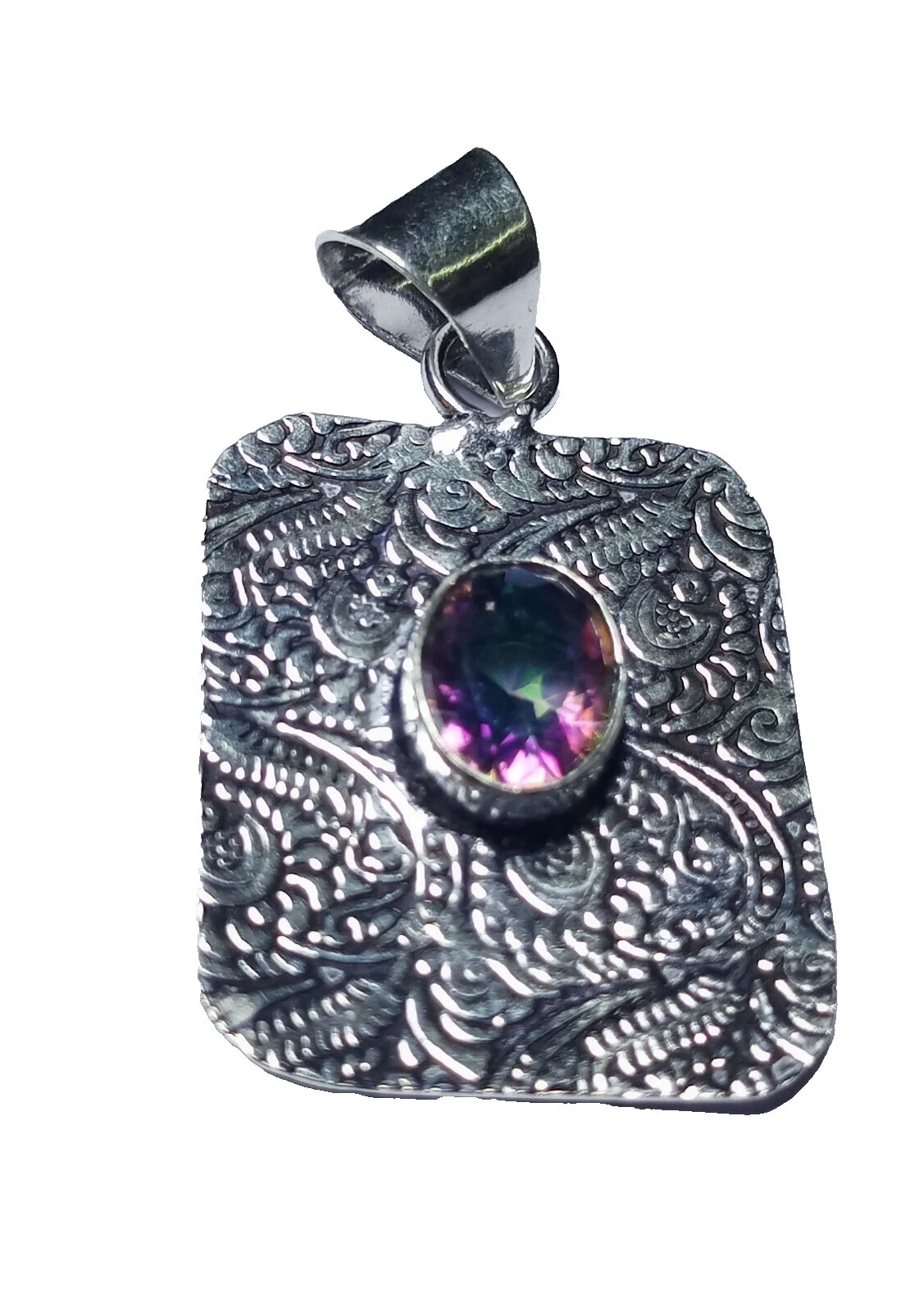 Chapado En Plata Topacio Místico de belleza Moda Collares y Colgantes