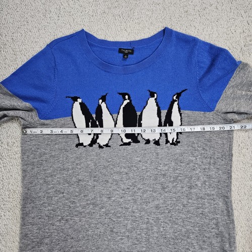 Talbots 1X Penguin Colorblock Sweater Crewneck Blue Gray Nylon Lambswool Blend - Picture 5 of 7