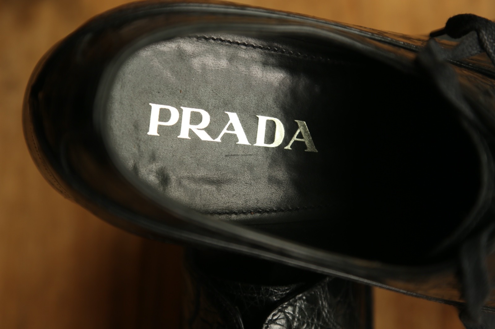 PRADA Black Crocodile Leather Derby Shoes Men's UK 8.5 US 9.5 EU 42.5 RRP... thumbnail 6