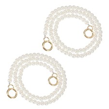 2Pcs Imitation Pearl Purse Strap, 35" Handbag Chain with Spring Clasp, 10mm