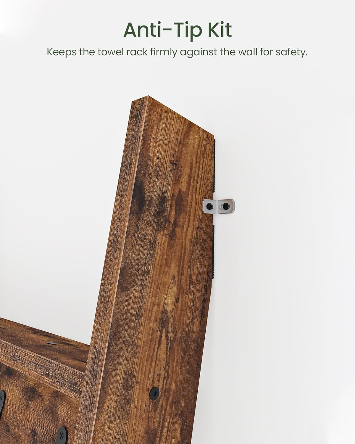 5-Tier Blanket Ladder, Wooden Blanket Display Rack, Towel Ladder with Hooks, Wal