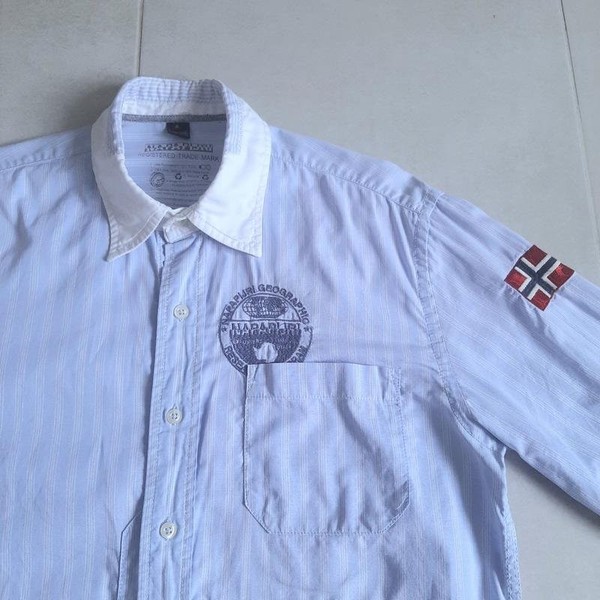 Men Napapijri Shirt White Cotton 36 / S / 44 #B6VF