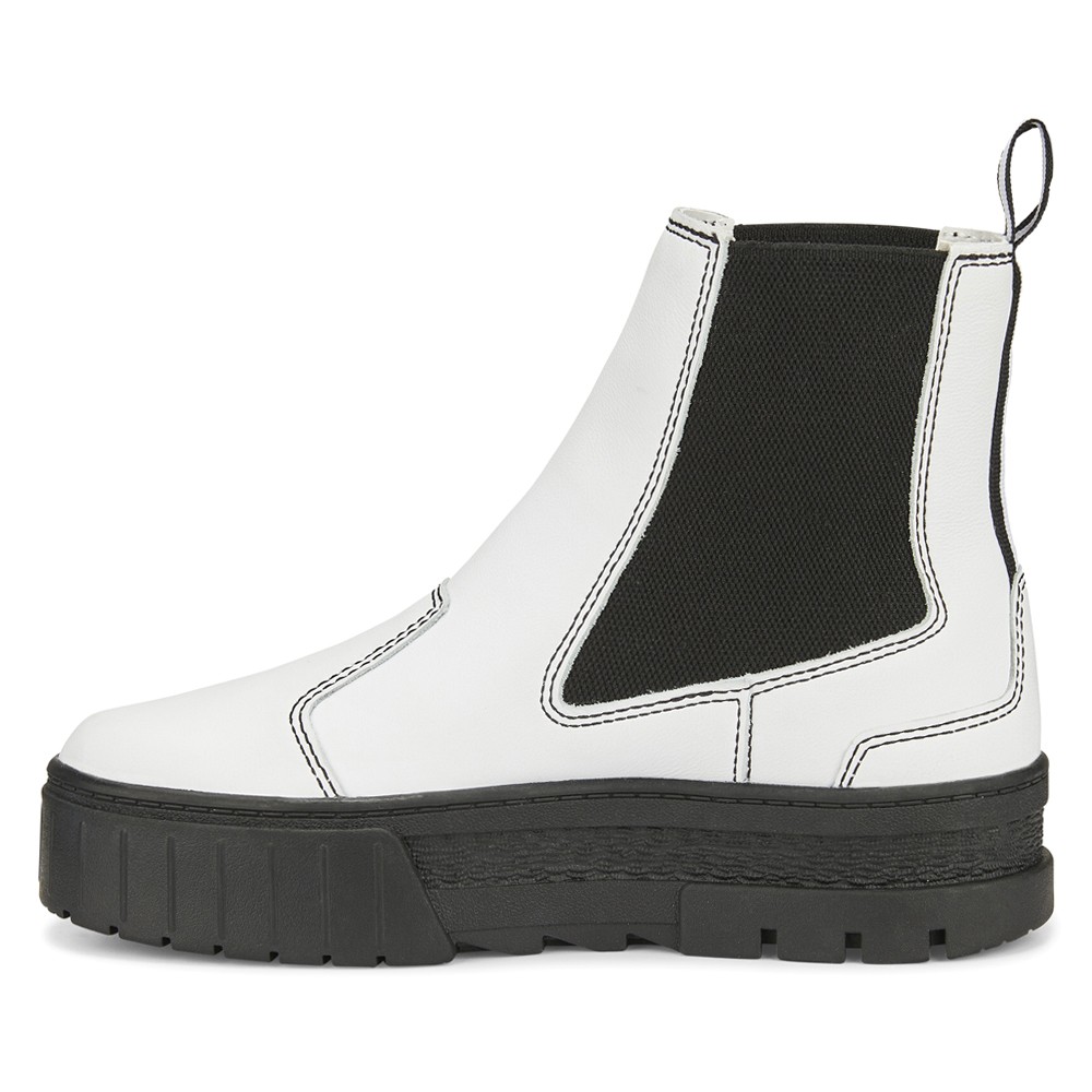 PUMA Mayze Chelsea Pop Round Toe Pull On Womens White Casual Boots