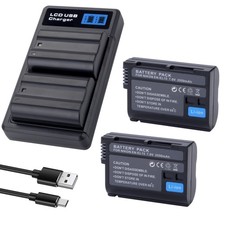 2-Pack EN-EL15 EL15A EL15B EL15C Batteries with Charger for Nikon Z6 Z7 D500