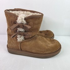 Koolaburra By Ugg Womens 4 Koola Boots Brown Suede Flat Pull On Shearling Bows