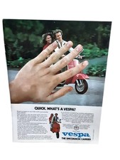 1980 Vespa Moped Scooter Couple Riding Vintage Motorcycle Print Ad 8x11