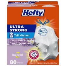 Hefty Ultra Strong 13 Gallon Trash Bags, Tall 80 Count Pack of 1 , White