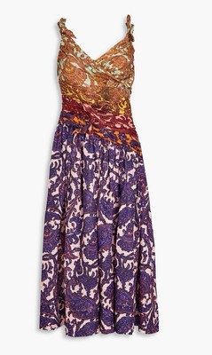 ZIMMERMANN Cutout knotted printed linen midi dress Size 0/ US XS