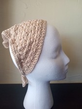 Beige Crochet Triangle Bandana Headscarf for Women