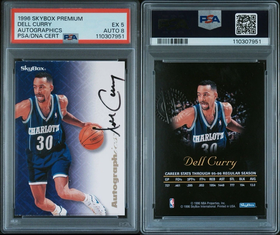 Skybox Premium 1996 autógrafos Dell Curry automático 8 Foto 3 de 3