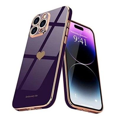  Compatible with iPhone 14 Pro Max Case for Girl Women Cute Love Dark Purple