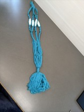 Mid Century Modern Macrame Plant Hanger Blue Teal Color Bt38