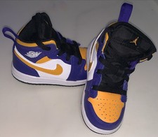 Nike Jordan 1 Mid Toddler 7C Sneakers Lakers Colorway