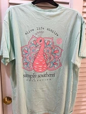 Simply Southern T-Shirt Peacock Graphic, Mint Green, XL