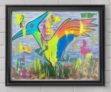 Original Art "Pterosaur" 11x14 Canvas Expressionism Abstract Design Home Art