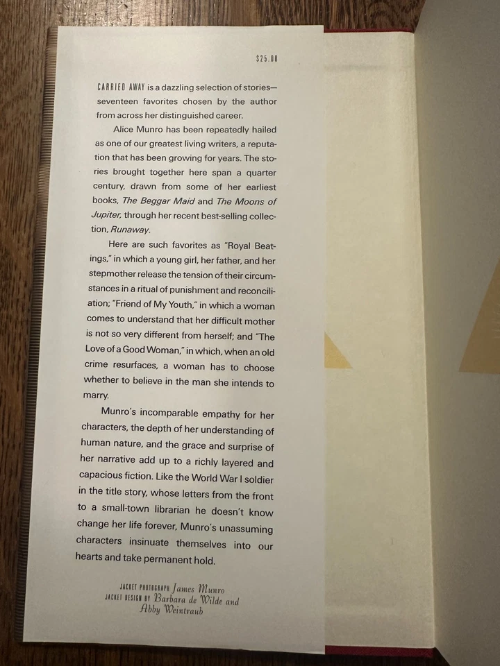 Carried Away: Stories by Alice Munro 2006 HC/DJ EVERYMAN'S LIBRARYNEAR FINE Foto 4 de 4