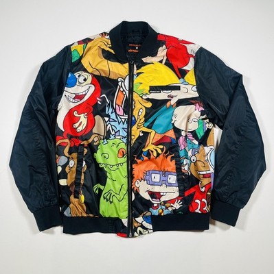 Members Only x Nickelodeon Jacket Mens Large Multicolor Bomber All Over Print