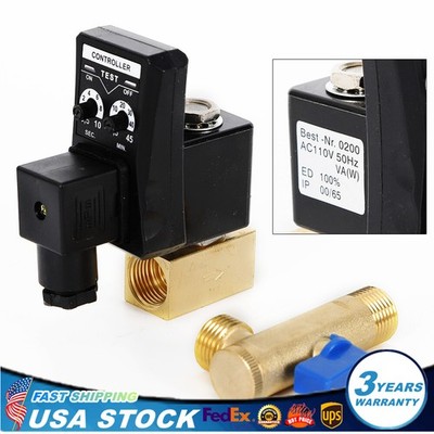 Automatic Timed Electronic Auto Drain Valve For Air Compressor Water Tank 110V