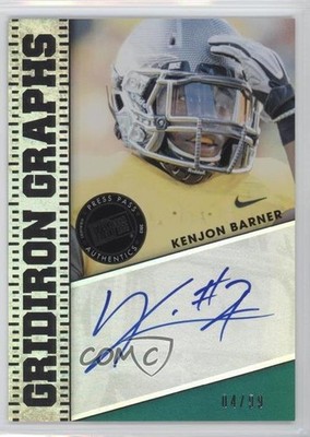 2013 Press Pass Fanfare Gridiron Graphs Silver 4/99 Kenjon Barner Auto 0k0