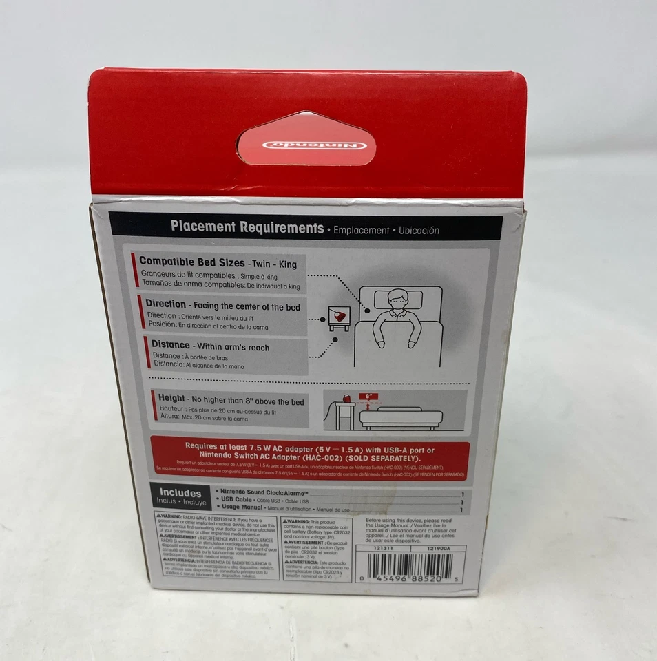 Reloj Nintendo Sound: Alarmo - Rojo 6.2" Despertador Escritorio con Escenas de Juego Foto 4 de 4