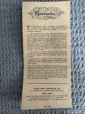 Vintage HMV His Masters Voice Guarantee Note and British Radio Corporation